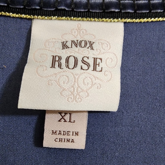 Knox Rose Blue Embroidered Boho Tunic Dress XL Bell Sleeve Peasant Mini - Picture 10 of 13